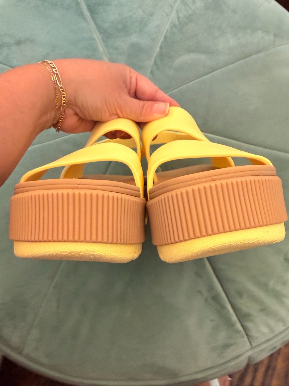 Reef Yellow Two-Strap Slingback Platform Sandals for Women - Like New - Picture 2 of 7